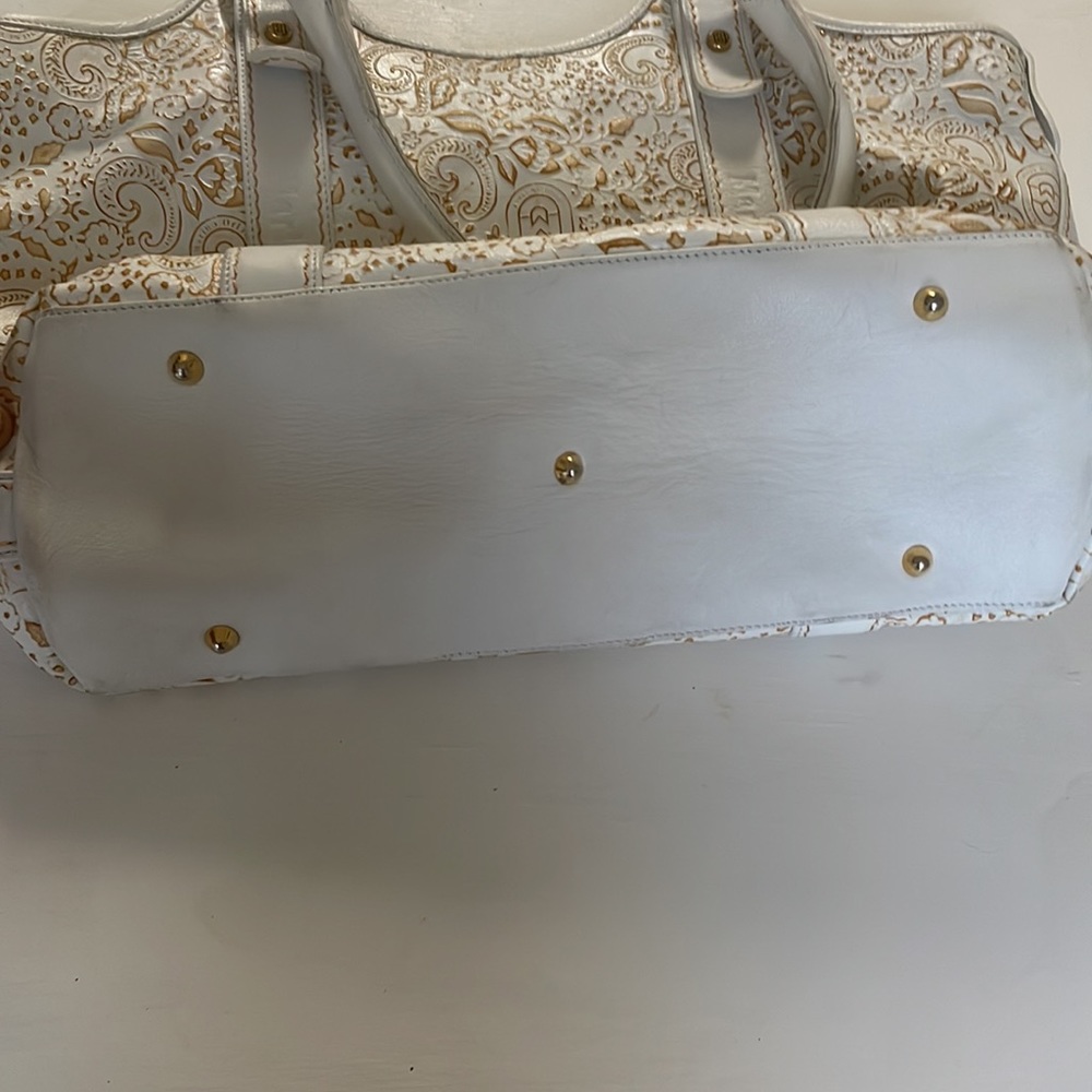 Marino Orlandi large imprinted white brown shoulder bag/ tote - Picture 11 of 16